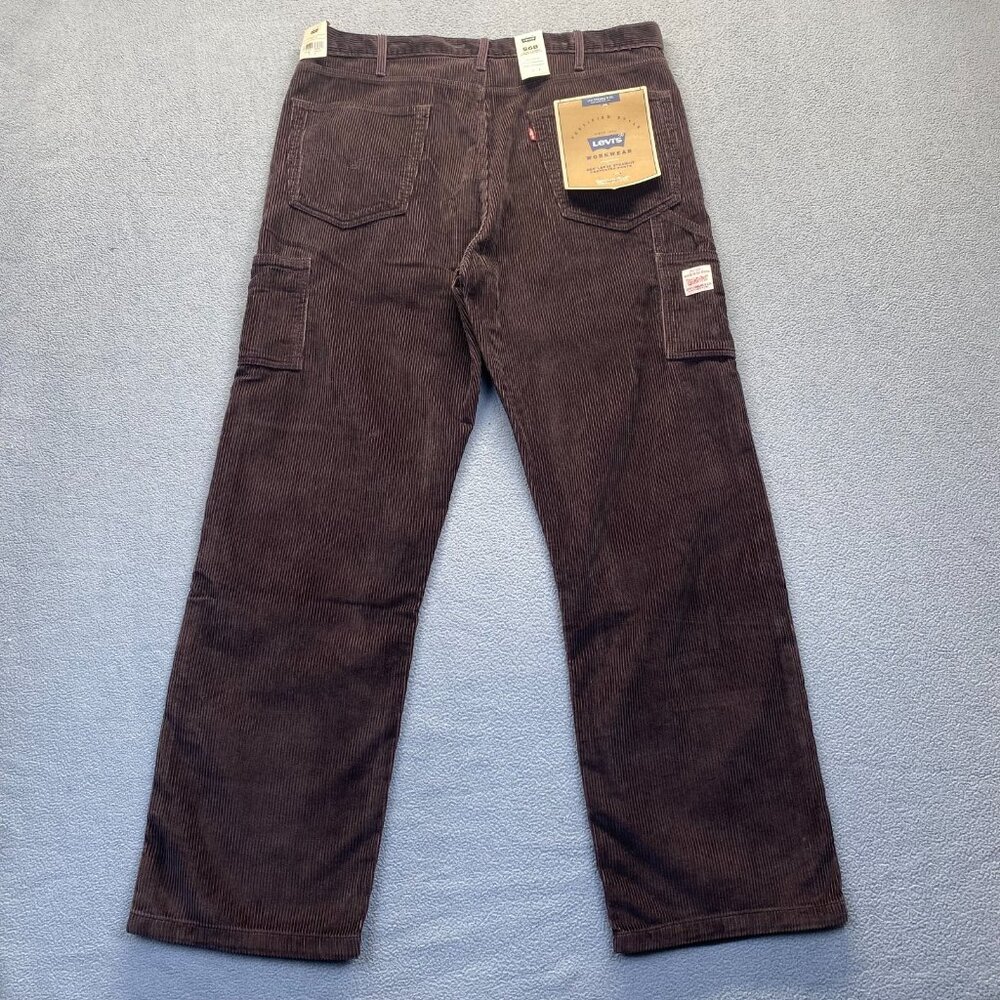 Levis 568 Loose Straight Carpenter Pants Brown Corduroy Workwear Size 38x34 - Picture 2 of 16